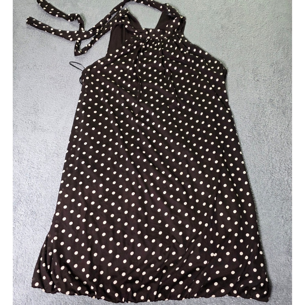 Forever 21 Womens 3X Halter Top Brown Polka Dot Sleeveless Tie Neck Stretch